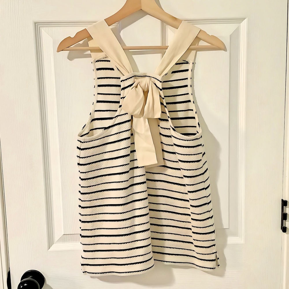 Madewell Women's Camille Texture & Thread Striped Bow Back Tank Top - size S - Picture 6 of 9